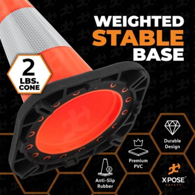 Image showing  6 Pack 4 in. Collar PVC Multi-Purpose Safety Traffic Cone Orange 12 in.