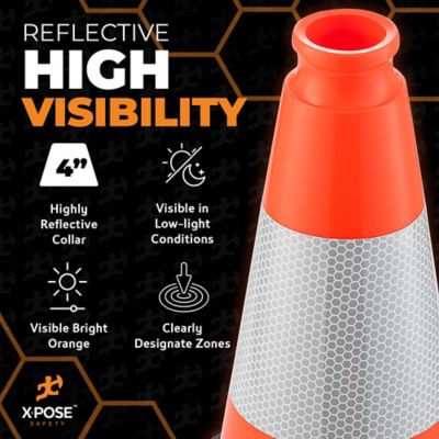Image showing  6 Pack 4 in. Collar PVC Multi-Purpose Safety Traffic Cone Orange 12 in.