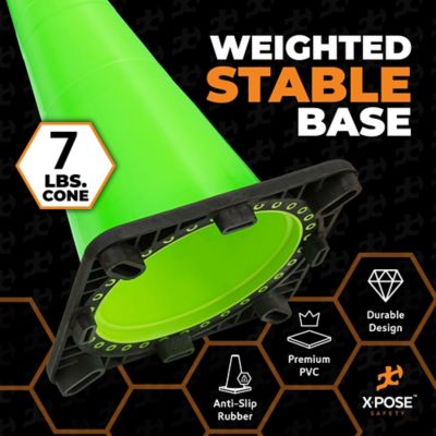 Image showing  4 Pack PVC Multi-Purpose Safety Traffic Lime Green 28 in.