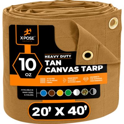 Xpose Safety Canvas Tarp 10 oz Tan 20 ft. x 40 ft.