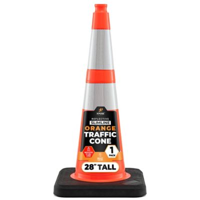 Image showing  10 lb. Base Slim Line 6 in. and 4 in. Collar PVC Multi-Purpose Safety Traffic Cone Orange 28 in.