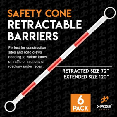 Image showing  6 Pack Retractable Barrier for Traffic Cones White/Orange 72 in. to 120 in.