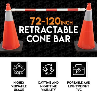 Image showing  6 Pack Retractable Barrier for Traffic Cones White/Orange 72 in. to 120 in.