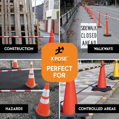 Image showing  6 Pack Retractable Barrier for Traffic Cones White/Orange 72 in. to 120 in.