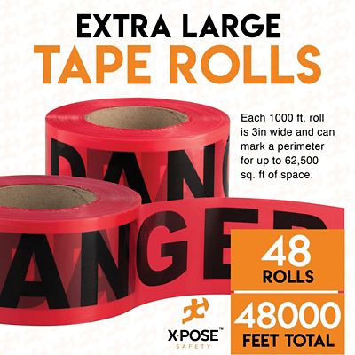 Image showing  48 rolls Danger/Do Not Enter Red Tape Roll 1000 ft x 3 in.