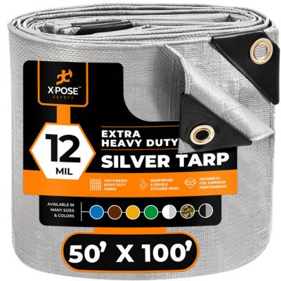 Xpose Safety Poly Tarp Extra Heavy Duty 12 Mil Silver 50 ft. x 100 ft.