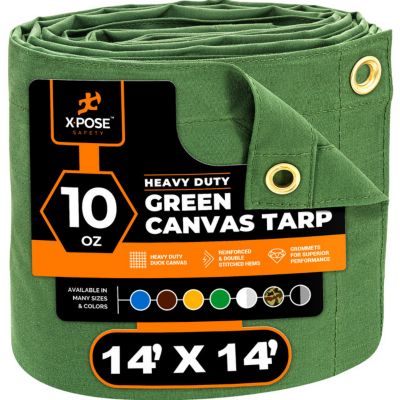Xpose Safety Canvas Tarp 10 oz Green 14 ft. x 14 ft.