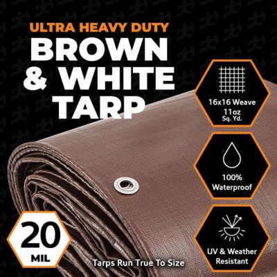Image showing  Poly Tarp Ultra Heavy Duty 20 Mil Brown/White 20 ft. x 20 ft.