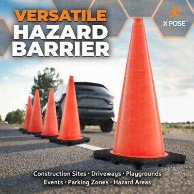 Image showing 5 th Xpose Safety 4 Pack PVC Multi-Purpose Safety Traffic Cone Orange 28 in.