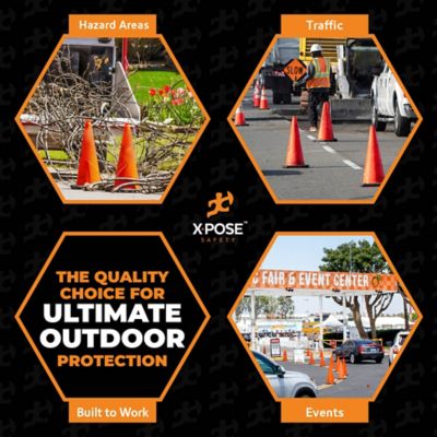 Image showing 6 th Xpose Safety 4 Pack PVC Multi-Purpose Safety Traffic Cone Orange 28 in.