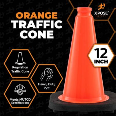 Image showing  12 Pack PVC Multi-Purpose Safety Traffic Cone Orange 12 in.