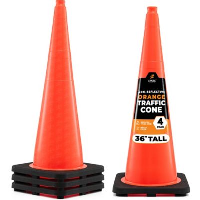Xpose Safety 4 Pack PVC Multi-Purpose Safety Traffic Cone Orange 36 in.