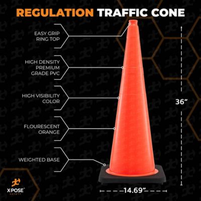 Image showing  4 Pack PVC Multi-Purpose Safety Traffic Cone Orange 36 in.