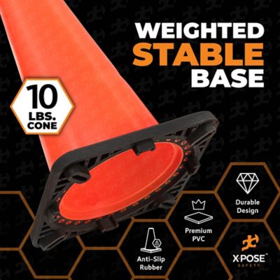 Image showing  4 Pack PVC Multi-Purpose Safety Traffic Cone Orange 36 in.