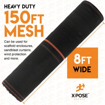 Image showing  1/16 in. Mesh Scaffold Net Fire Retardant Heavy Duty Black 8 ft. x 150 ft.