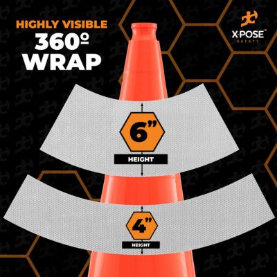 Image showing  20 Pack Set of 6 in. and 4 in. High Reflective Cone Collar for 36 in. Traffic Cone