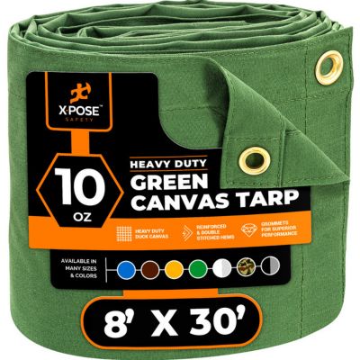Xpose Safety Canvas Tarp 10 oz Green 8 ft. x 30 ft.