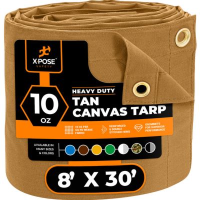 Xpose Safety Canvas Tarp 10 oz Tan 8 ft. x 30 ft.