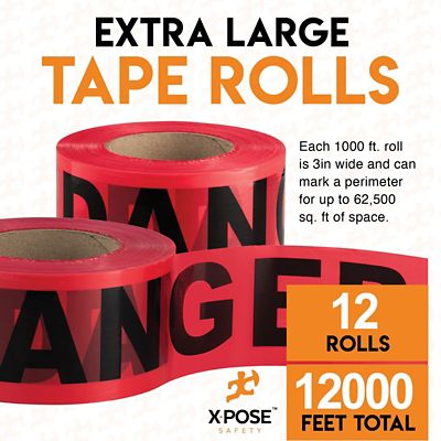 Image showing  12 rolls Danger/Peligro Do Not Enter Red Tape Roll 1000 ft x 3 in.
