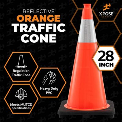 Image showing  6 in. Collar PVC Multi-Purpose Safety Traffic Cone Orange 28 in.