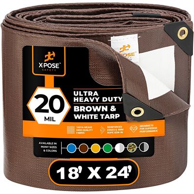 Xpose Safety Poly Tarp Ultra Heavy Duty 20 Mil Brown/White 15 ft