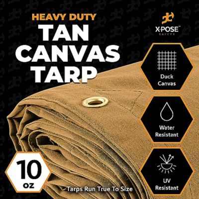 Xpose Safety Canvas Tarp 10 oz Tan 14 ft. x 20 ft.