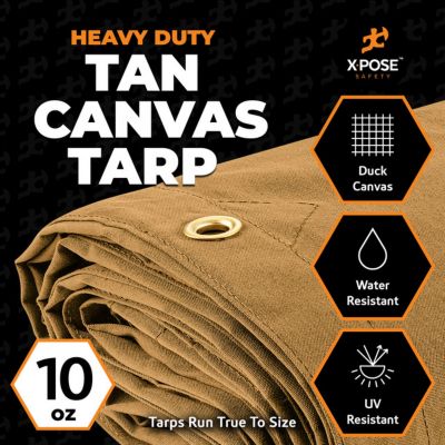Image showing  Canvas Tarp 10 oz Tan 14 ft. x 20 ft.
