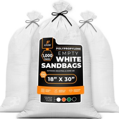 Xpose Safety 1000 Pack Polypropylene 50 lbs White Sand Bags 18 in. x 30 in.