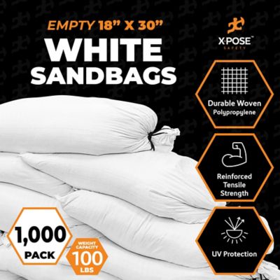 Image showing  1000 Pack Polypropylene 50 lbs White Sand Bags 18 in. x 30 in.