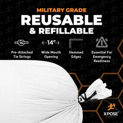 Image showing  1000 Pack Polypropylene 50 lbs White Sand Bags 18 in. x 30 in.