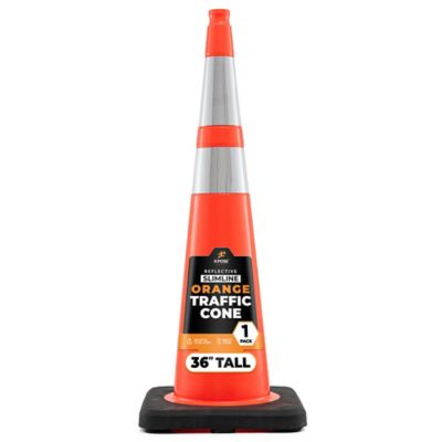 Image showing  Slim Line 6 in. and 4 in. collar PVC Multi-Purpose Safety Traffic Cone Orange 36 in.
