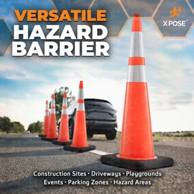 Image showing 7 th Xpose Safety Slim Line 6 in. and 4 in. collar PVC Multi-Purpose Safety Traffic Cone Orange 36 in.