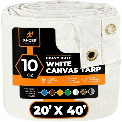Xpose Safety Canvas Tarp 10 oz White 20 ft. x 40 ft.