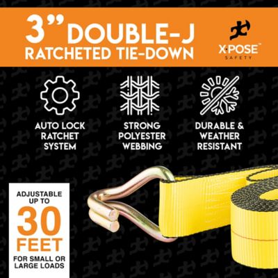 Image showing  10 Pack Heavy Duty Ratchet Straps with Double J Hooks Yellow 3 in. x 30 foot