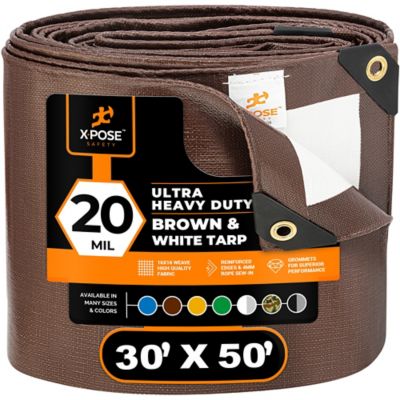 Xpose Safety Poly Tarp Ultra Heavy Duty 20 Mil Brown/White