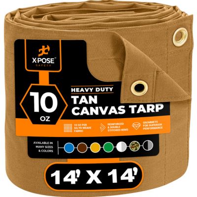 Xpose Safety Canvas Tarp 10 oz Tan 12 ft. x 24 ft. at