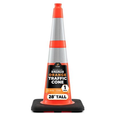 Image showing  Slim Line 6 in. and 4 in. collar PVC Multi-Purpose Safety Traffic Cone Orange 28 in.