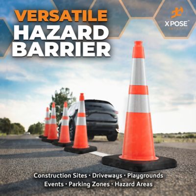 Image showing 6 th Xpose Safety Slim Line 6 in. and 4 in. collar PVC Multi-Purpose Safety Traffic Cone Orange 28 in.