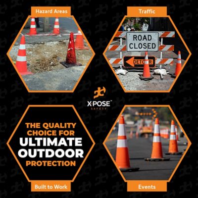 Image showing 7 th Xpose Safety Slim Line 6 in. and 4 in. collar PVC Multi-Purpose Safety Traffic Cone Orange 28 in.