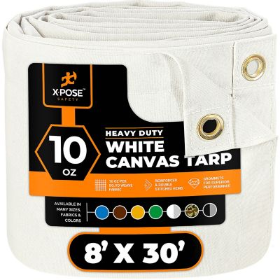 Xpose Safety Canvas Tarp 10 oz White 8 ft. x 30 ft.
