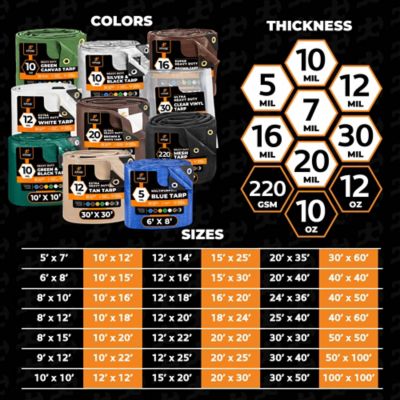 Image showing 7 th Xpose Safety Canvas Tarp 10 oz White 12 ft. x 24 ft.