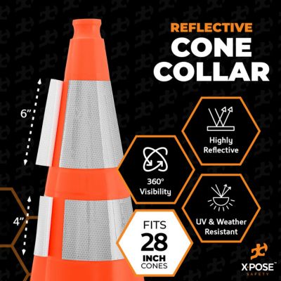 Image showing  10 Pack Set of 6 in. and 4 in. High Reflective Cone Collar for 28 in. Traffic Cone