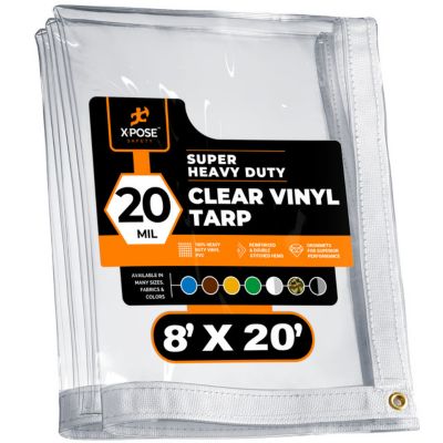 Xpose Safety PVC Vinyl Tarp Heavy Duty 20 Mil Clear 8 ft. x 20 ft.