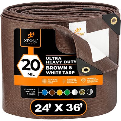 Xpose Safety Poly Tarp Ultra Heavy Duty 20 Mil Brown/White 24 ft. x 36 ft.