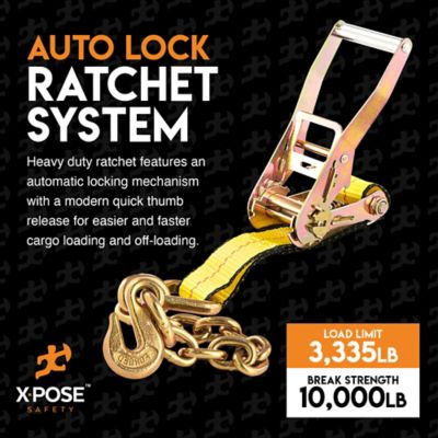 Image showing  10 Pack Heavy Duty Ratchet Straps with Chain Grabs Yellow 2 in. x 27 foot