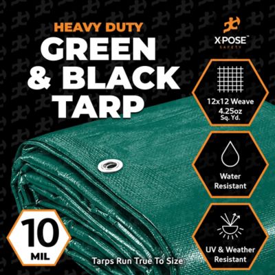 Image showing  Poly Tarp Heavy Duty 10 Mil Green/Black 60 ft. x 60 ft.