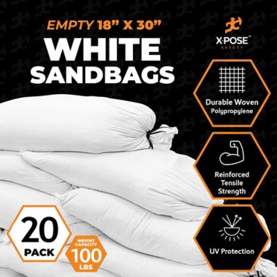 Image showing  20 Packs Polypropylene 50 lbs White Sand Bags 18 in. x 30 in.