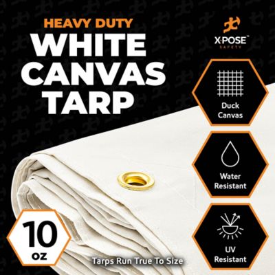 Image showing  Canvas Tarp 10 oz White 20 ft. x 20 ft.