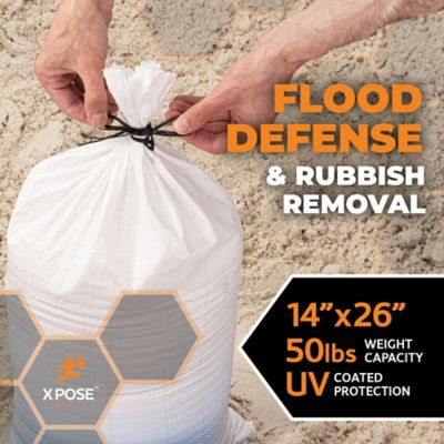 Image showing  1000 Pack Polypropylene 50 lbs White Sand Bags 14 in. x 26 in.