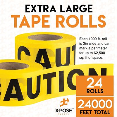 Image showing  24 Rolls Caution/Do Not Enter Yellow Tape roll 1000 ft x 3 in.